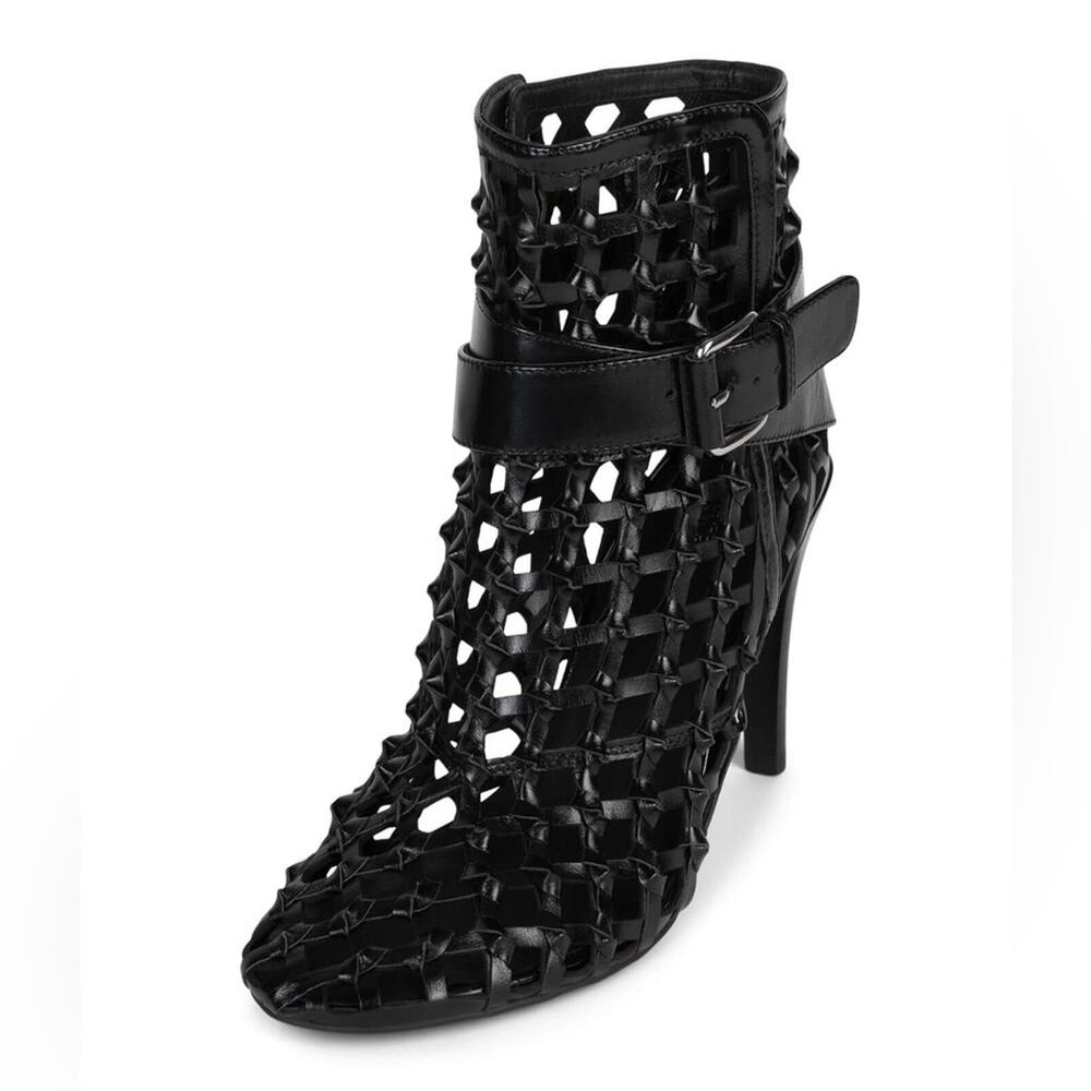 Free People Jeffrey Campbell Loom Cage Knot Block Heel Boot Black Leather 9.5 - Picture 2 of 9